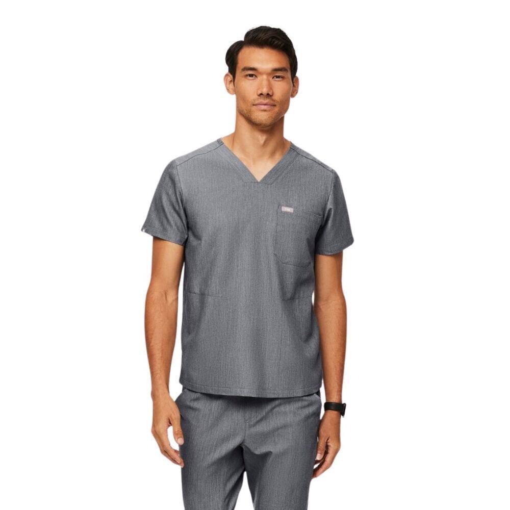 NWT FIGS Mens Chisec Three-Pocket Scrub Top Gray Size L